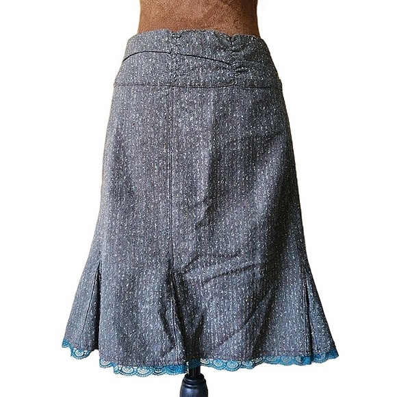 Lux Dresses & Skirts - Y2K Skirt Wool Blend Size 9 Preppy Academia Lace Trim Blue Lux Vintage